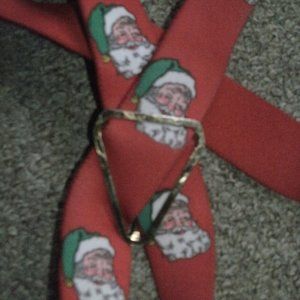 Vintage Christmas Suspenders Santa Claus Head Clip On Elastic Y-Shape OS